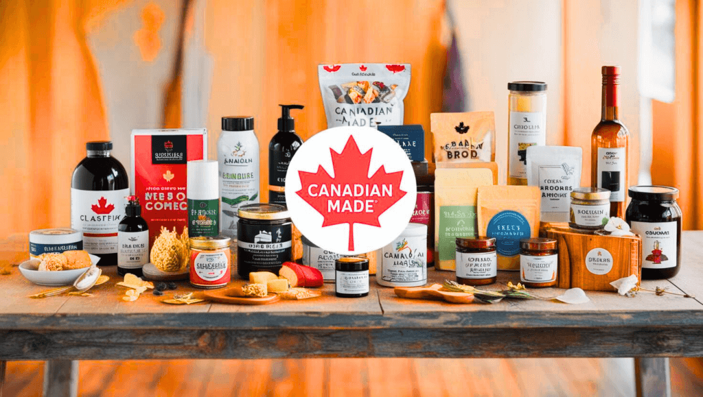 canadian-made products displayed on a table